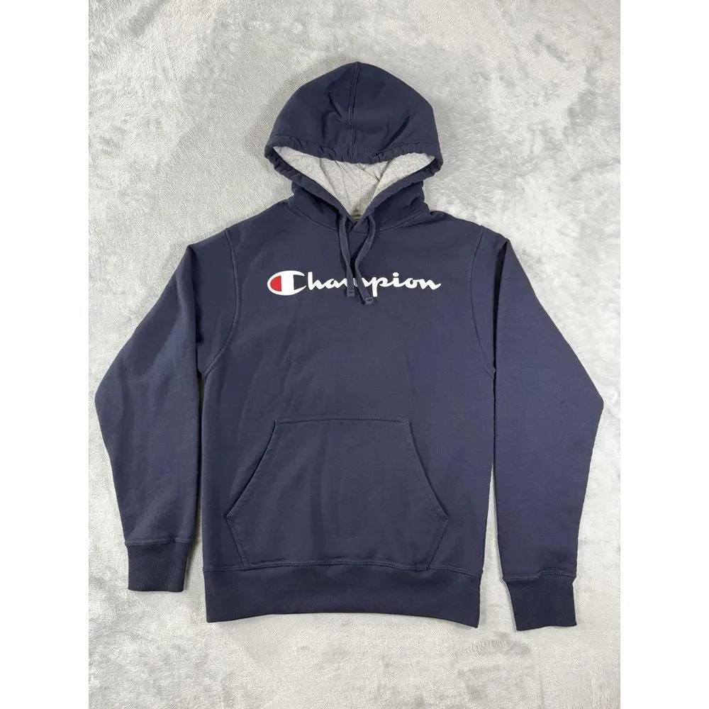 Champion Hoodie Mens Small Blue‎ Spellout Pullover
